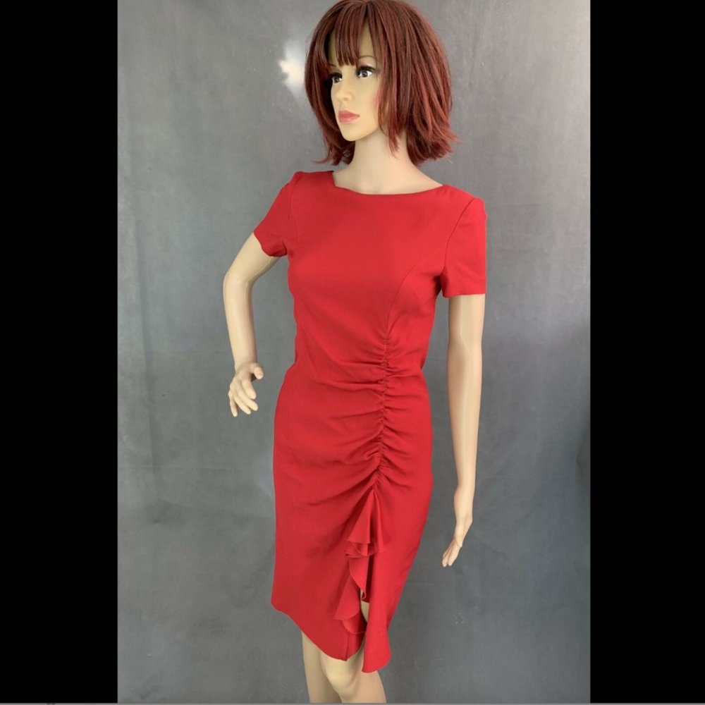 MOSCHINO RED  DRESS Ruched IT 42 (fits like a 6)
